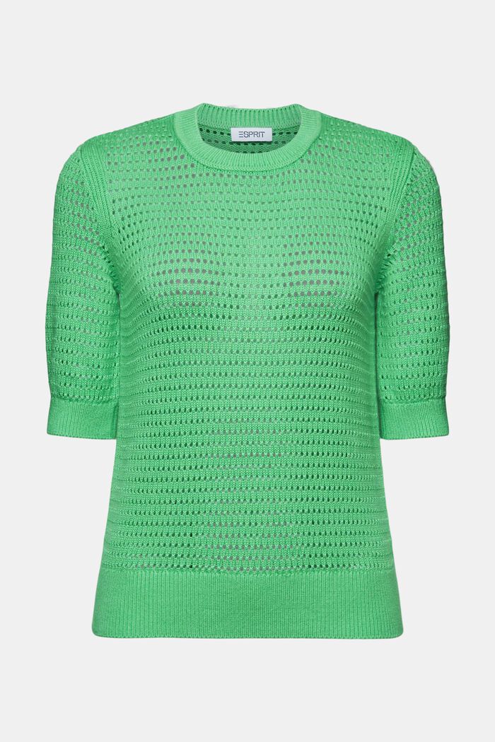 Pullover in mesh a manica corta, CITRUS GREEN, detail image number 6