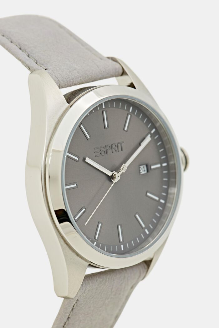 Materiale vegano: orologio in acciaio inox con indicatore della data, GREY, detail image number 1