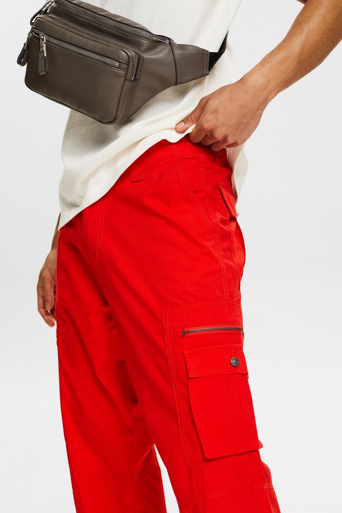 Pantaloni cargo dritti in twill, RED, detail image number 4