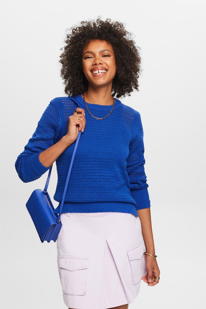 Pullover in mesh, BRIGHT BLUE, detail image number 4