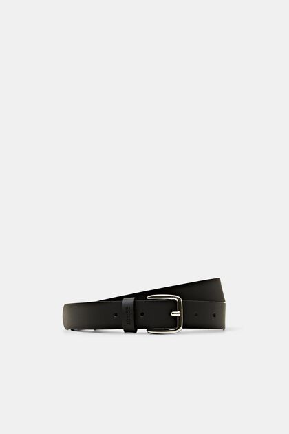 Cintura sottile in pelle, BLACK, overview