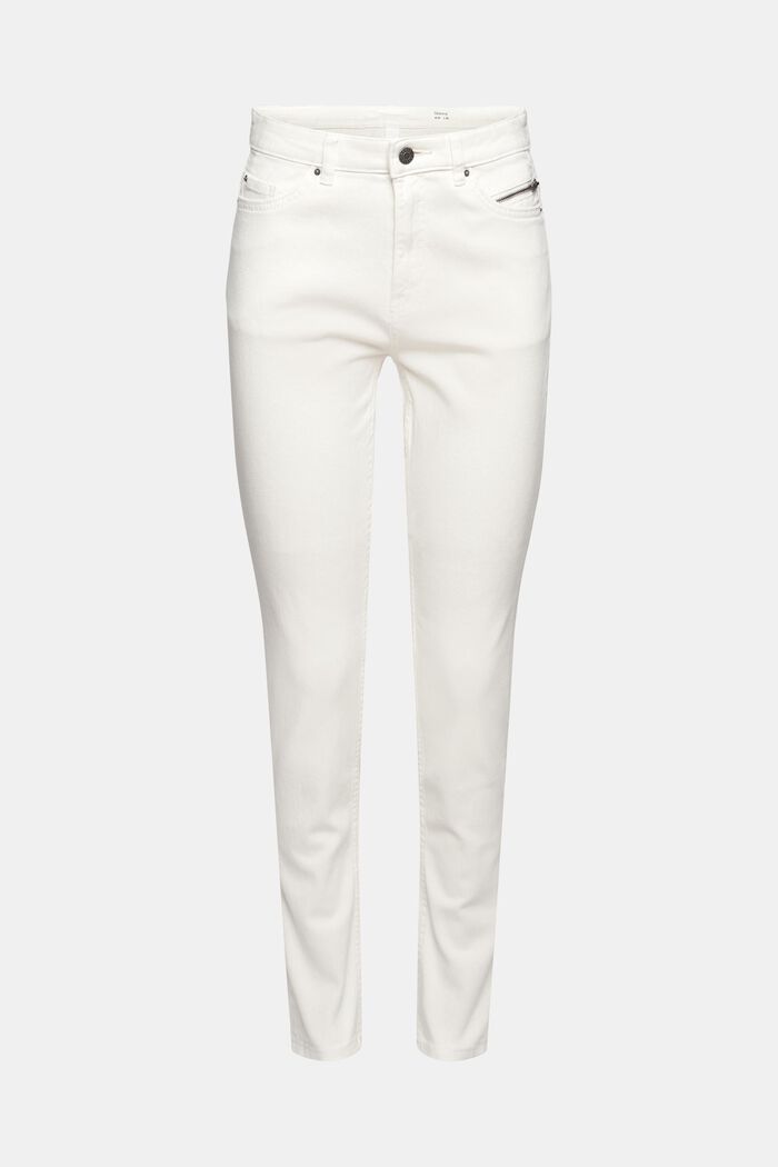 Pantaloni stretch con dettaglio con zip, OFF WHITE, detail image number 2