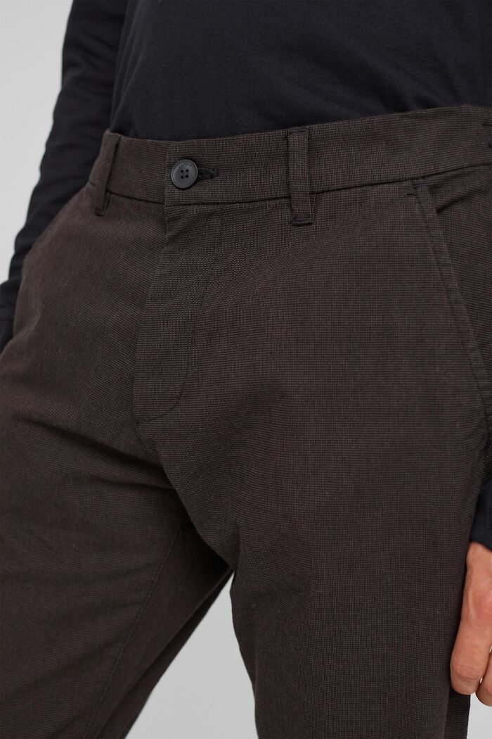 Pantaloni chino in tessuto spazzolato, DARK BROWN, detail image number 0