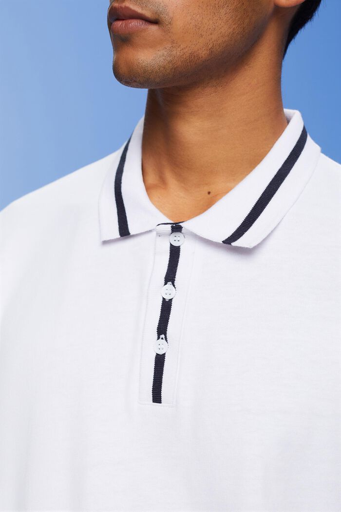 Polo in jersey in misto cotone, WHITE, detail image number 2