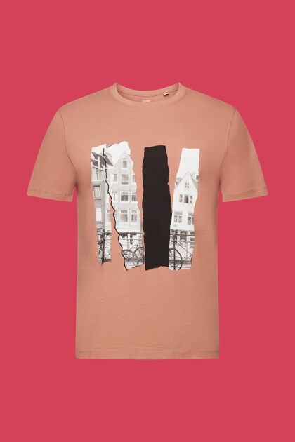 T-shirt girocollo con stampa, 100% cotone