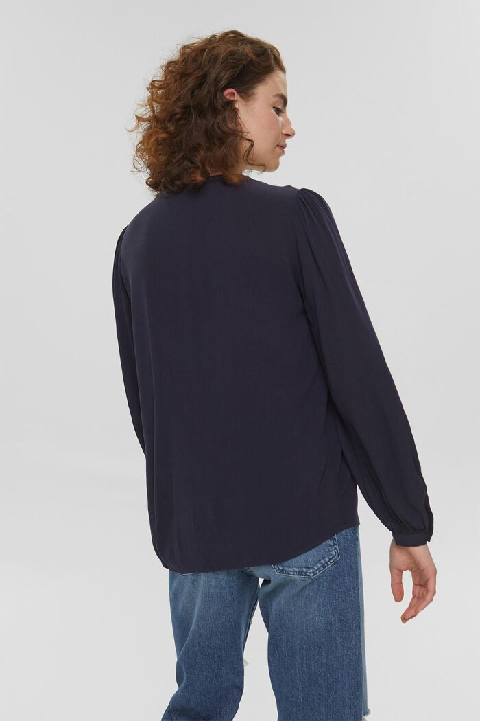 Blusa con scollo a calice, LENZING™ ECOVERO™, NAVY, detail image number 3