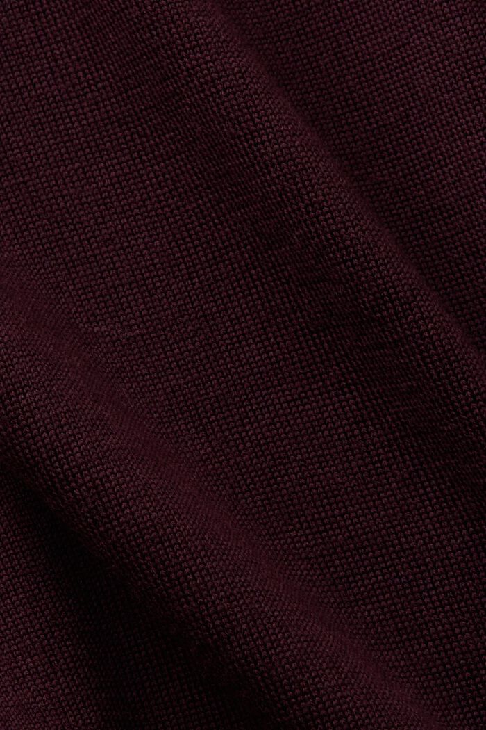 Pullover stile polo in lana, AUBERGINE, detail image number 4