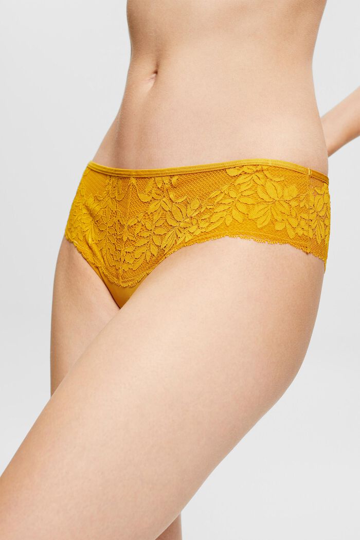 In materiale riciclato: slip con pizzo, HONEY YELLOW, detail image number 0