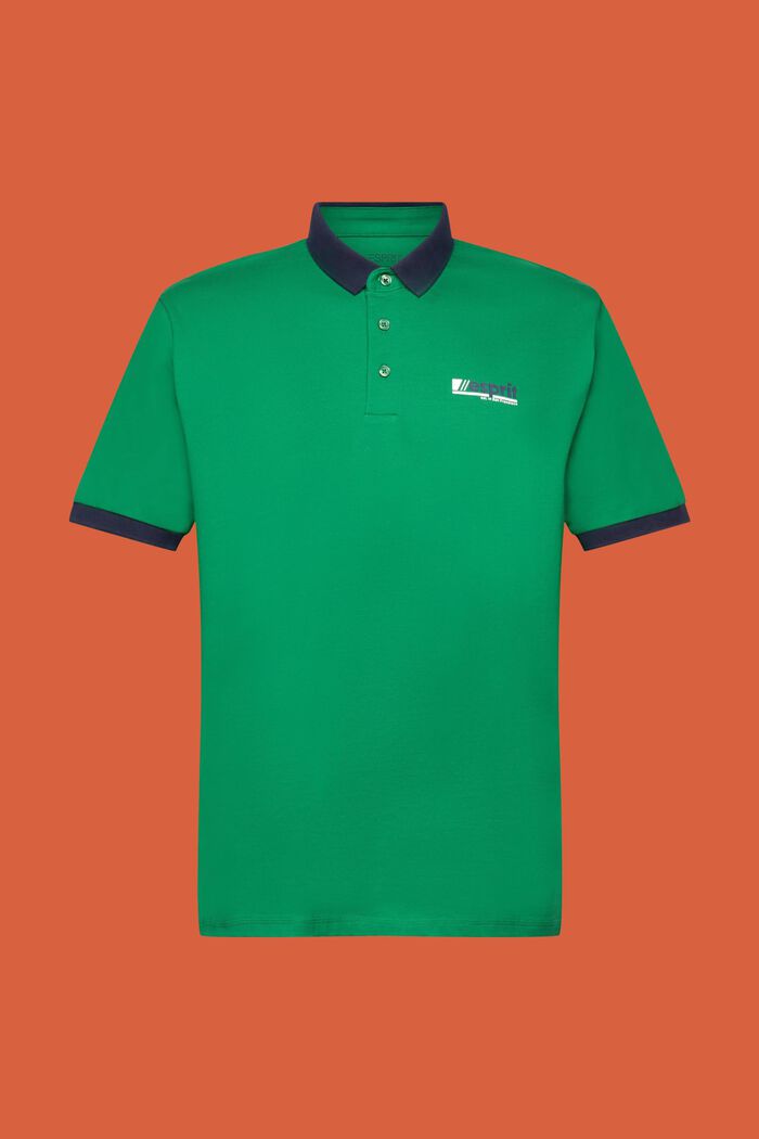Polo in jersey di cotone con stampa del logo, EMERALD GREEN, detail image number 5