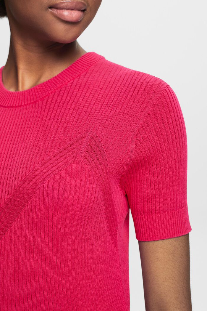 Pullover a manica corta senza cuciture, PINK FUCHSIA, detail image number 3
