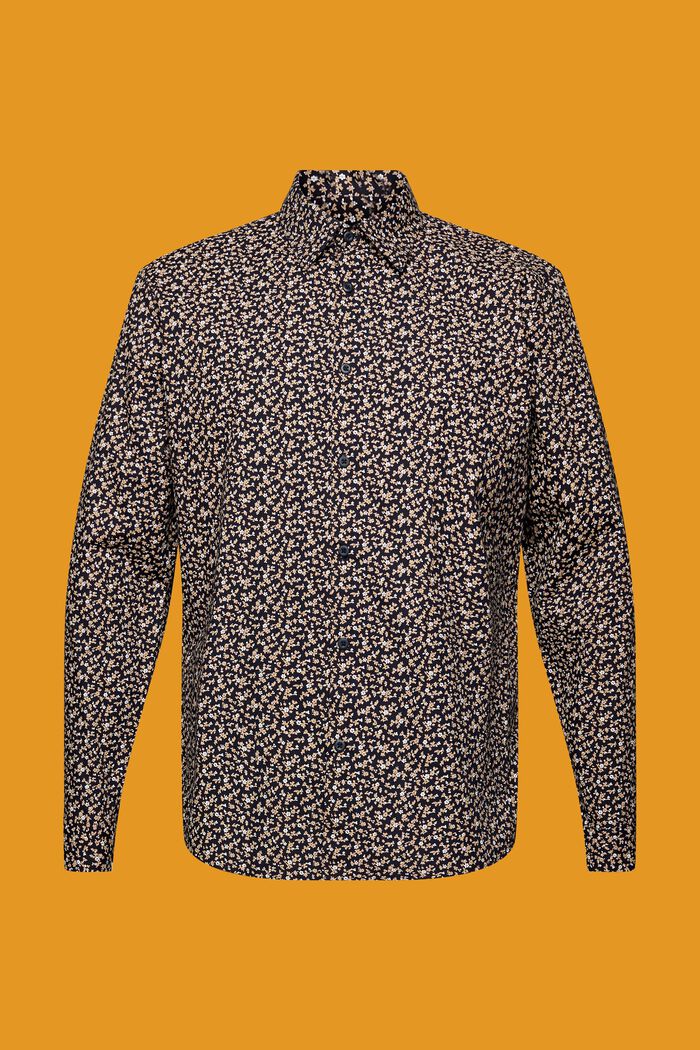 Camicia Slim Fit in cotone a fantasia, NAVY, detail image number 5