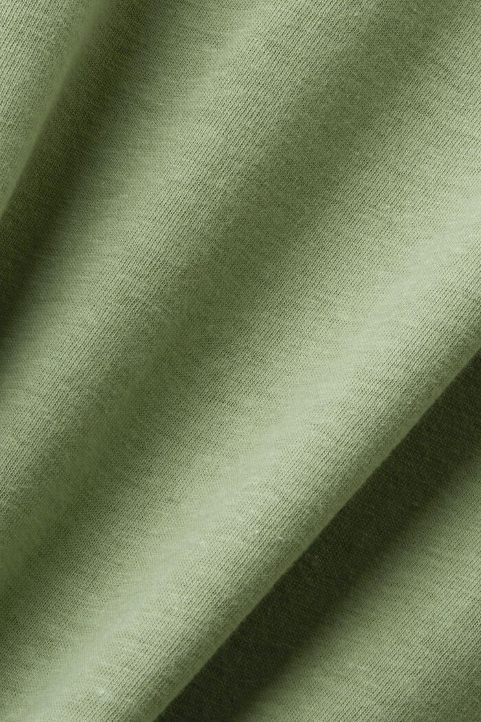T-shirt in jersey, misto cotone e lino, PALE KHAKI, detail image number 5