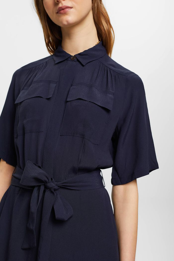 Abito camicia in crêpe, NAVY, detail image number 2