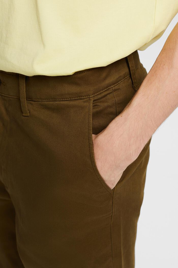 Pantaloni chino a gamba dritta in cotone, KHAKI GREEN, detail image number 4