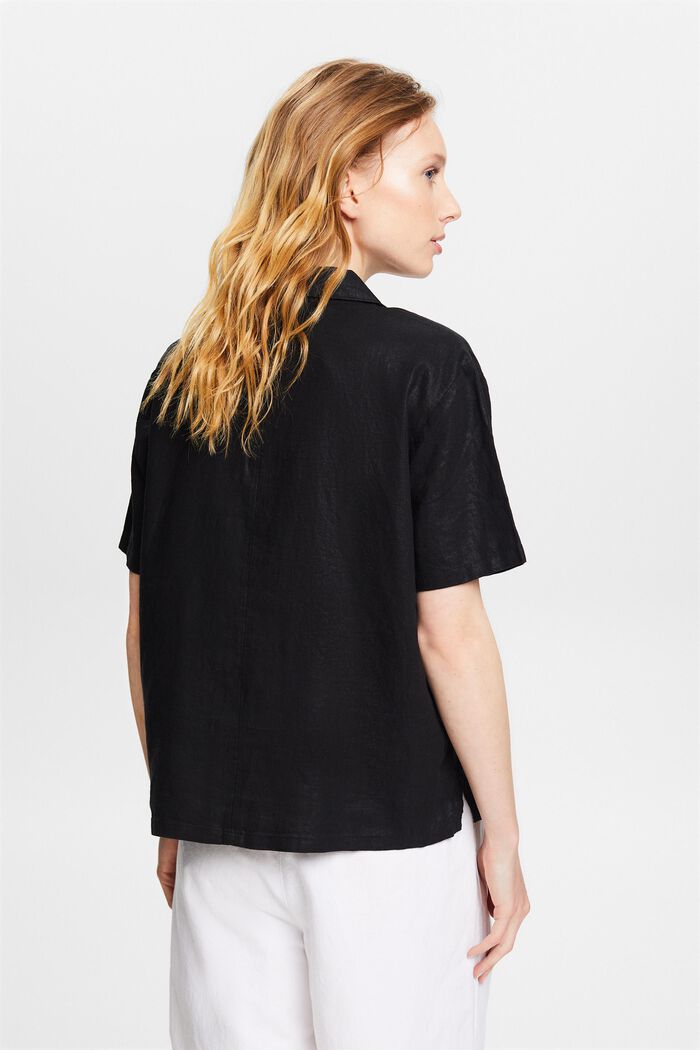Blusa con colletto camp, BLACK, detail image number 2