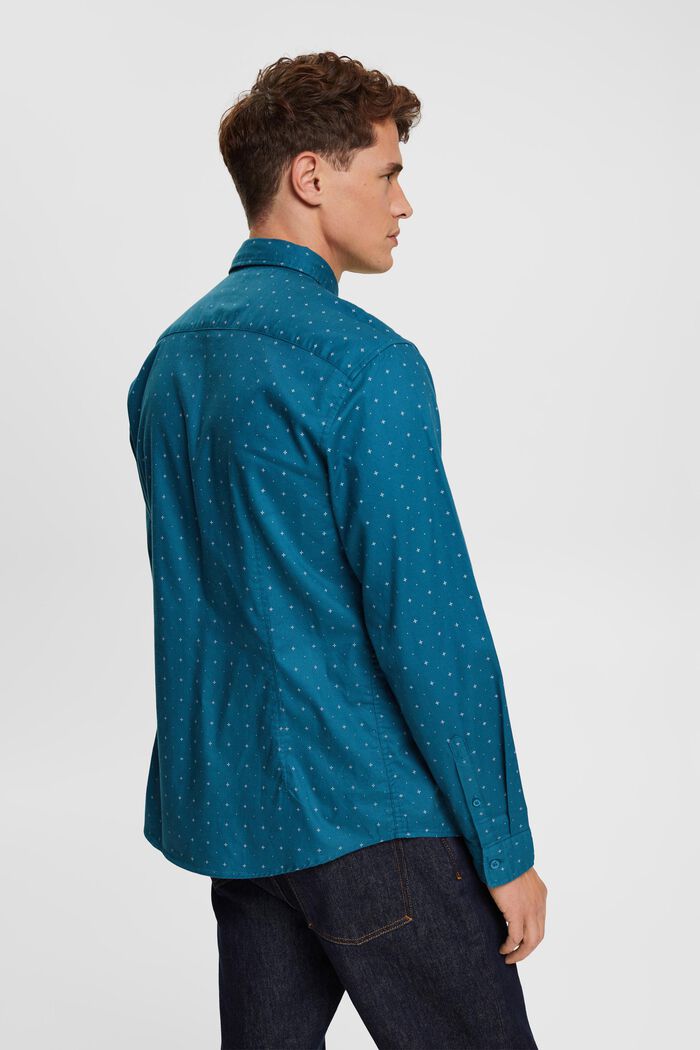 Camicia button-down con microstampa, DARK TURQUOISE, detail image number 3
