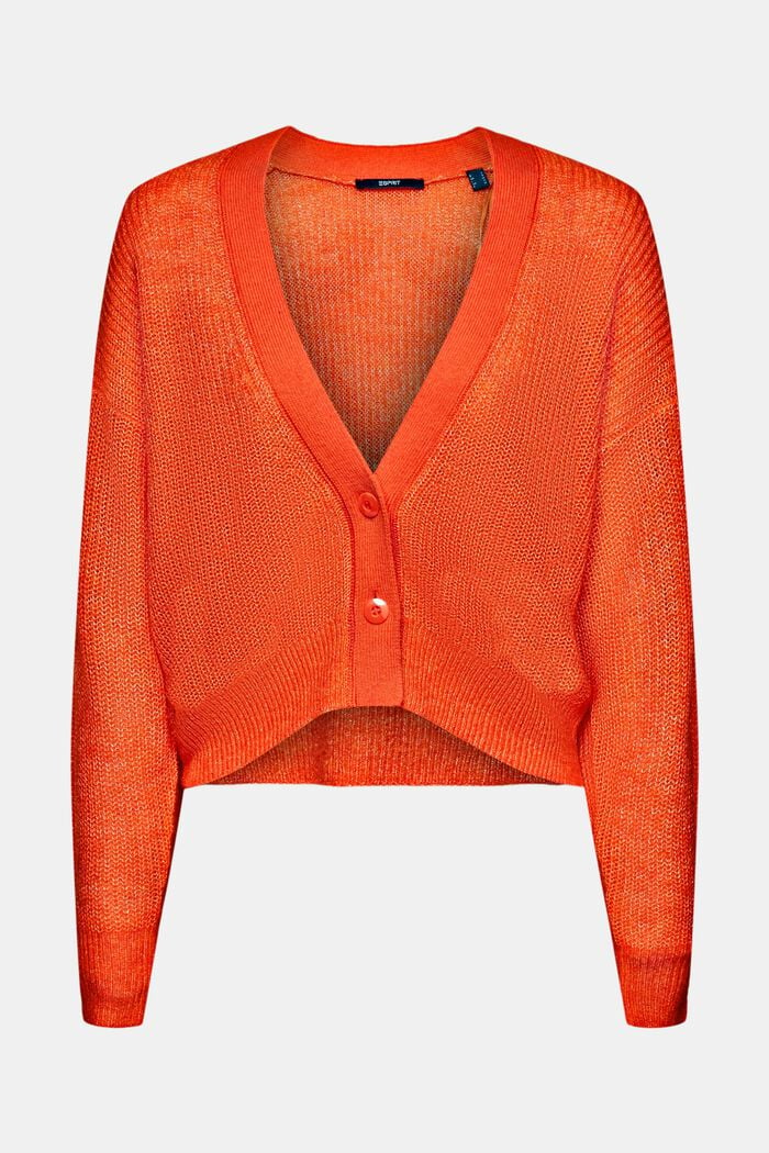 Cardigan in mohair con scollo a V, ORANGE RED, detail image number 6
