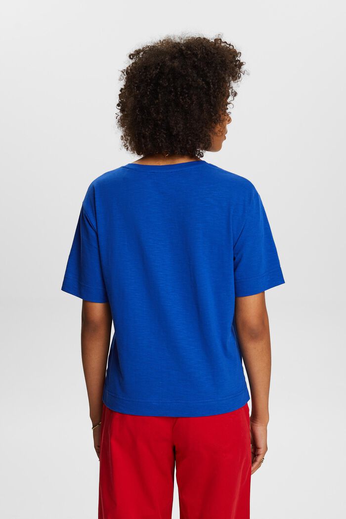 T-shirt fiammata con scollo a V, BRIGHT BLUE, detail image number 2