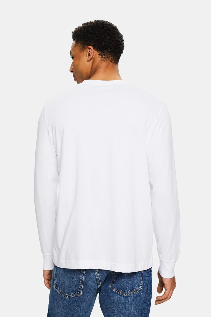 Maglia henley in jersey, WHITE, detail image number 2