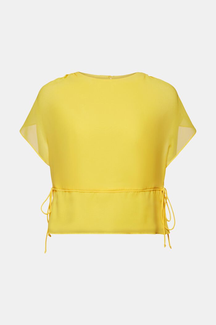 Blusa in chiffon con coulisse, YELLOW, detail image number 6