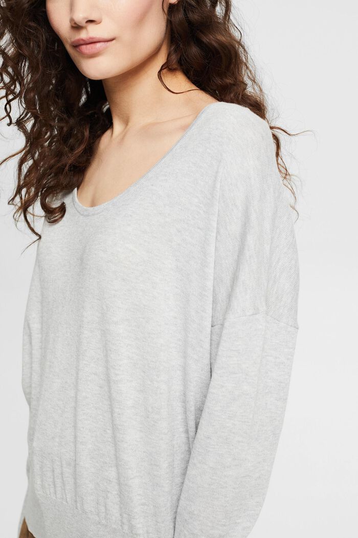 Pullover in maglia di cotone, LIGHT GREY, detail image number 0