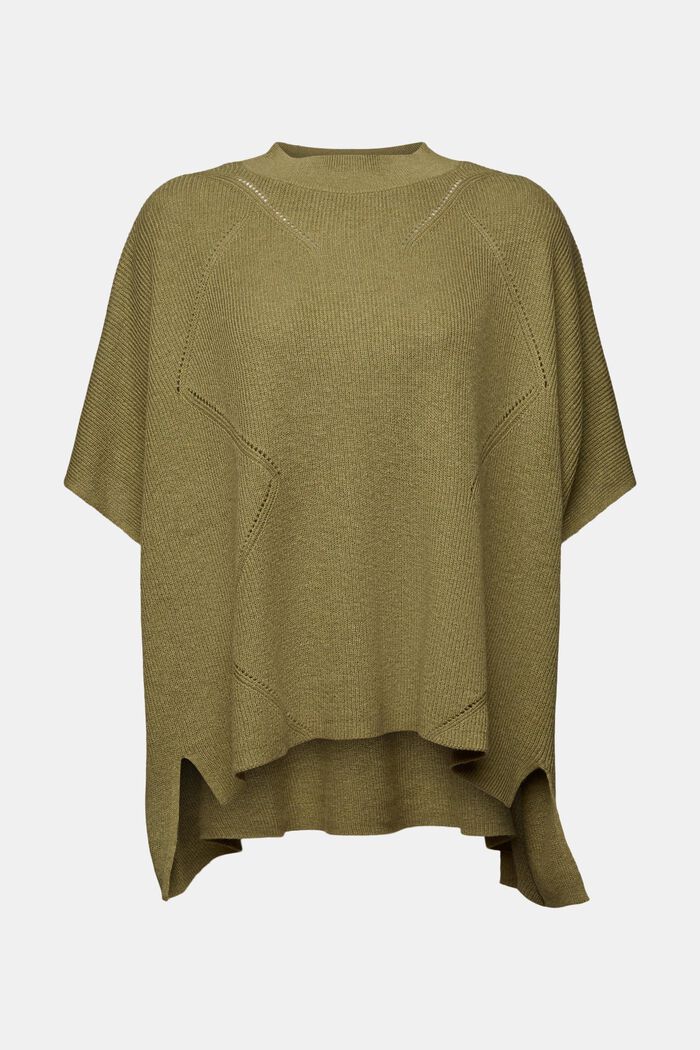 Poncho in maglia a coste, OLIVE, detail image number 0