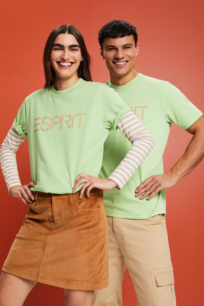 T-shirt unisex in jersey di cotone con logo, LIGHT GREEN, detail image number 5