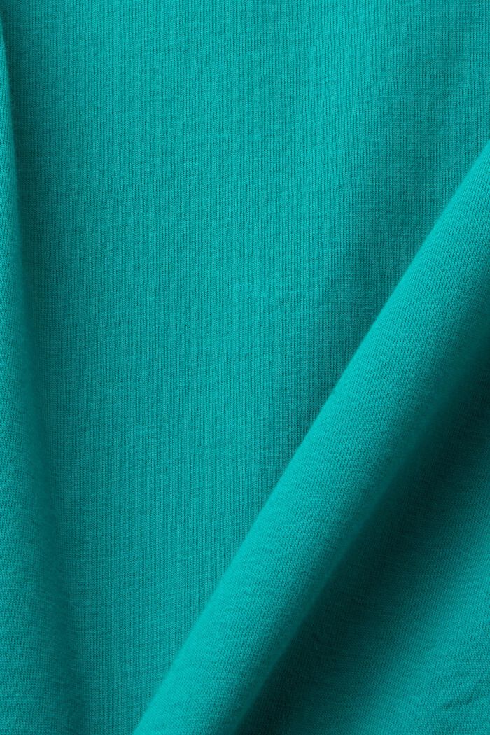 T-shirt di cotone con fiore ricamato, EMERALD GREEN, detail image number 5