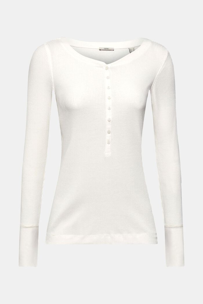 Maglia a maniche lunghe in stile henley, OFF WHITE, detail image number 2