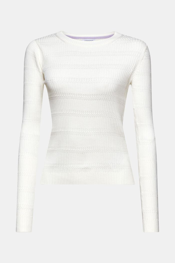 Pullover in maglia con girocollo, OFF WHITE, detail image number 6