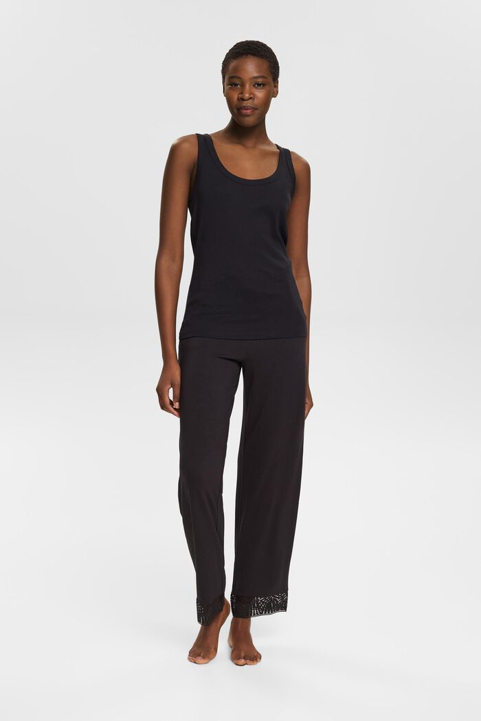 Pantaloni da pigiama con pizzo, LENZING™ ECOVERO™, BLACK, detail image number 1