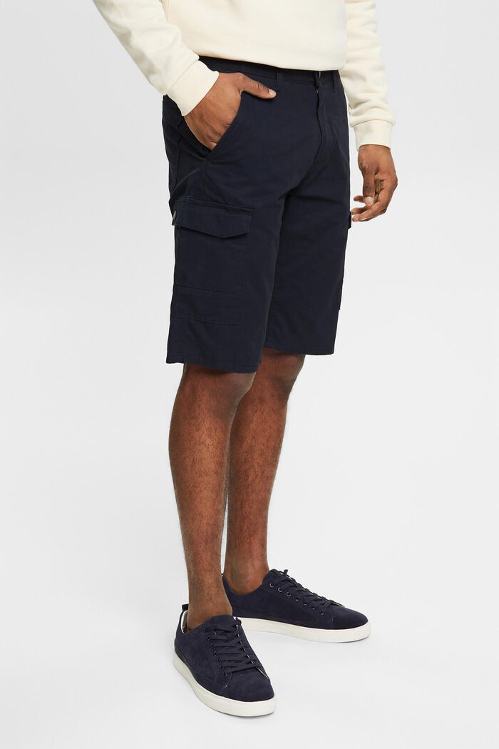 Pantaloncini stile cargo in 100% cotone, NAVY, detail image number 0