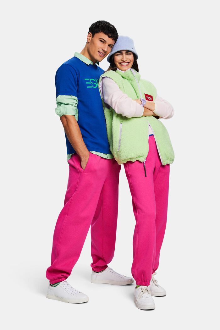 Pantaloni della tuta con logo in pile di cotone, unisex, PINK FUCHSIA, detail image number 5