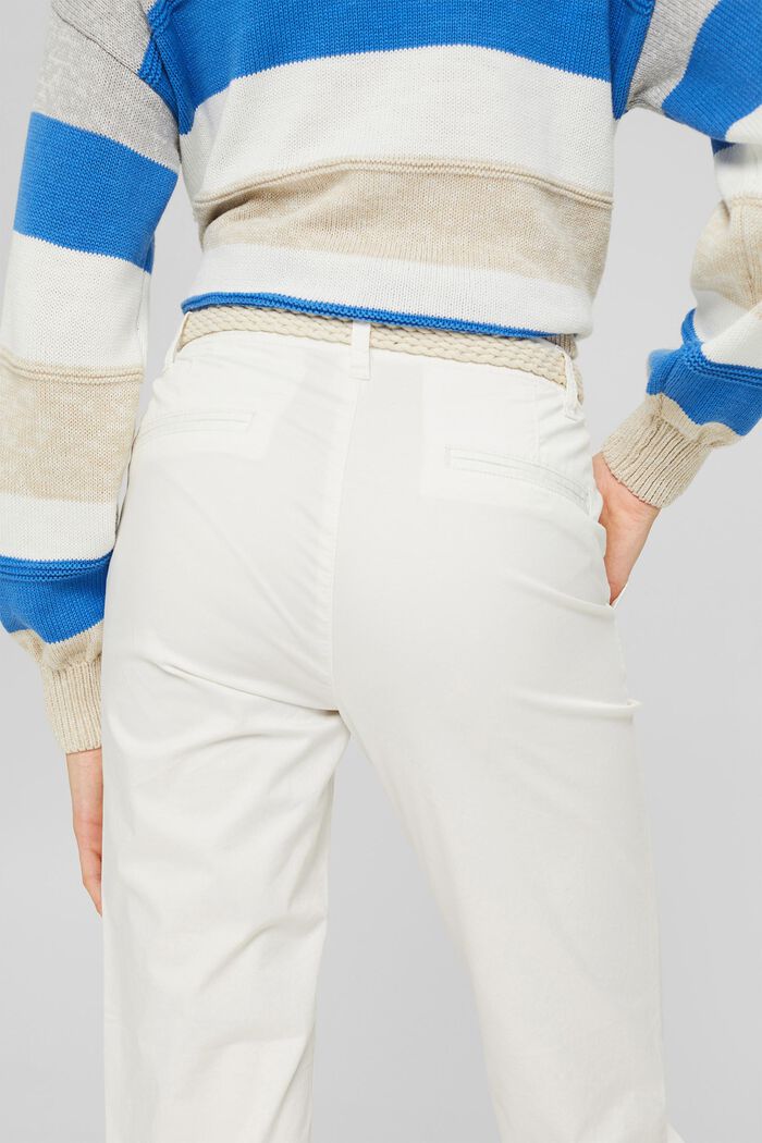 Pantaloni chino con cintura intrecciata, WHITE, detail image number 0