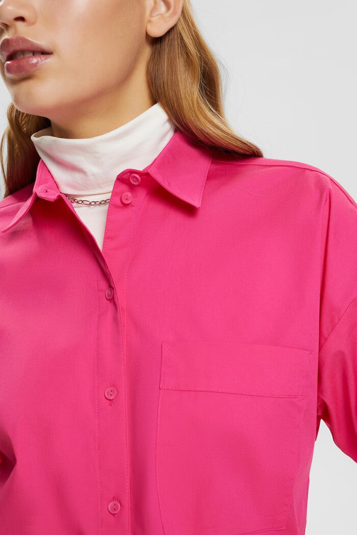 Blusa in cotone con una tasca, PINK FUCHSIA, detail image number 2