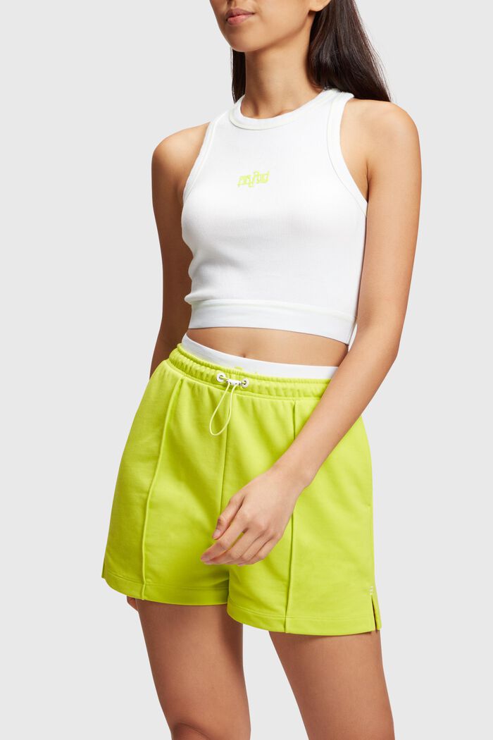 Set in felpa cropped 2 in 1 fluo con logo, LIME YELLOW, detail image number 3