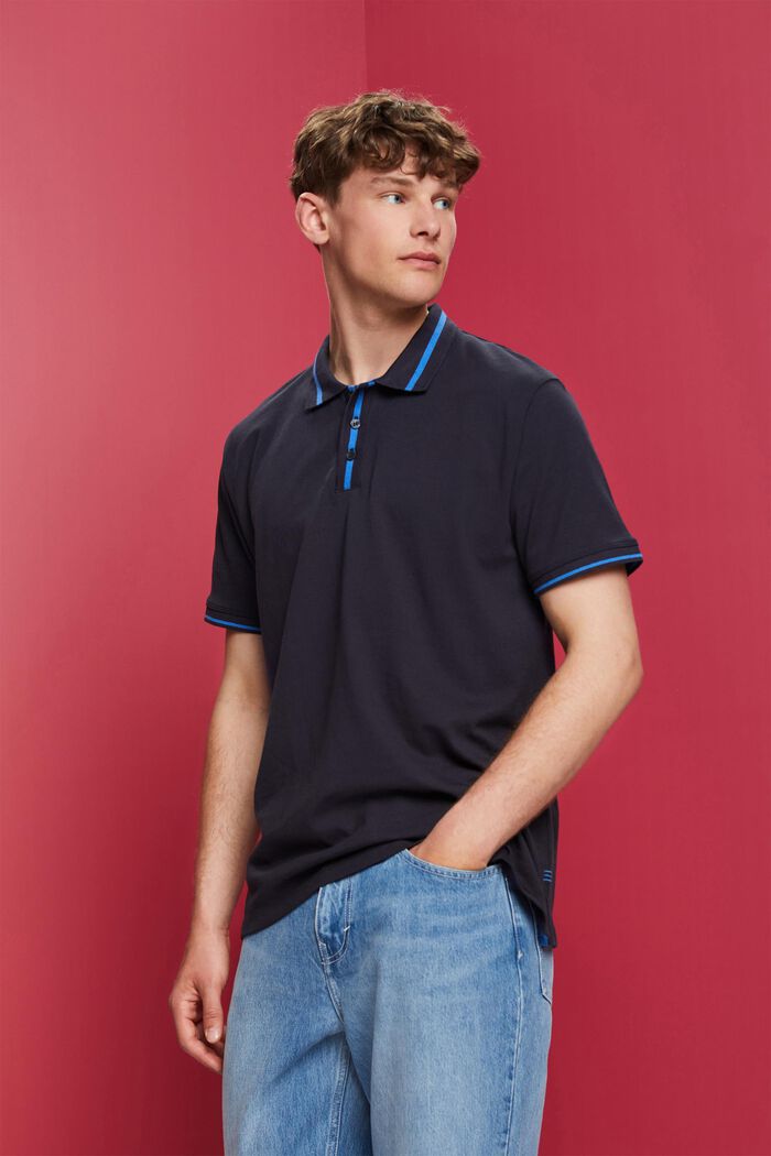 Polo in jersey in misto cotone, NAVY, detail image number 0