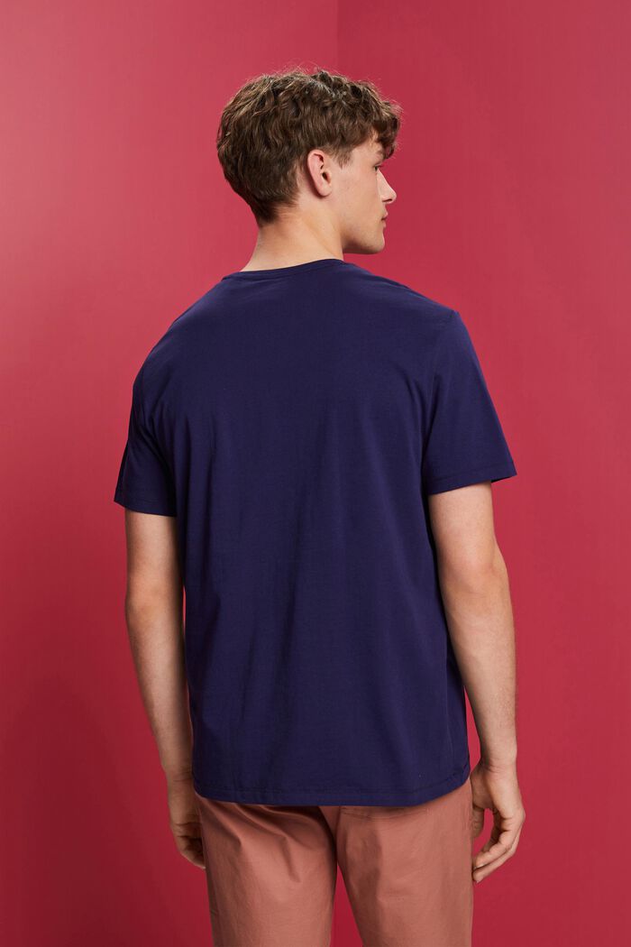 T-shirt girocollo con stampa, 100% cotone, DARK BLUE, detail image number 3