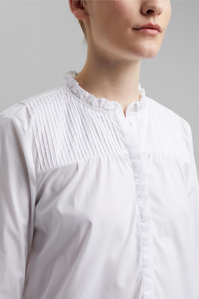 Blusa in cotone biologico, WHITE, detail image number 2