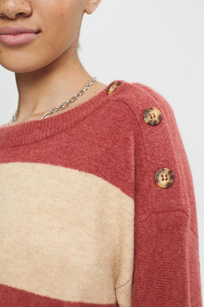 Con lana: pullover a righe, TERRACOTTA, detail image number 0