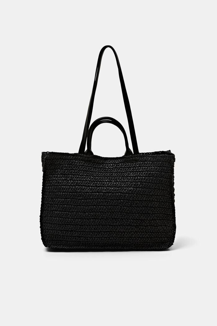 Grande borsa tote a uncinetto, BLACK, detail image number 0