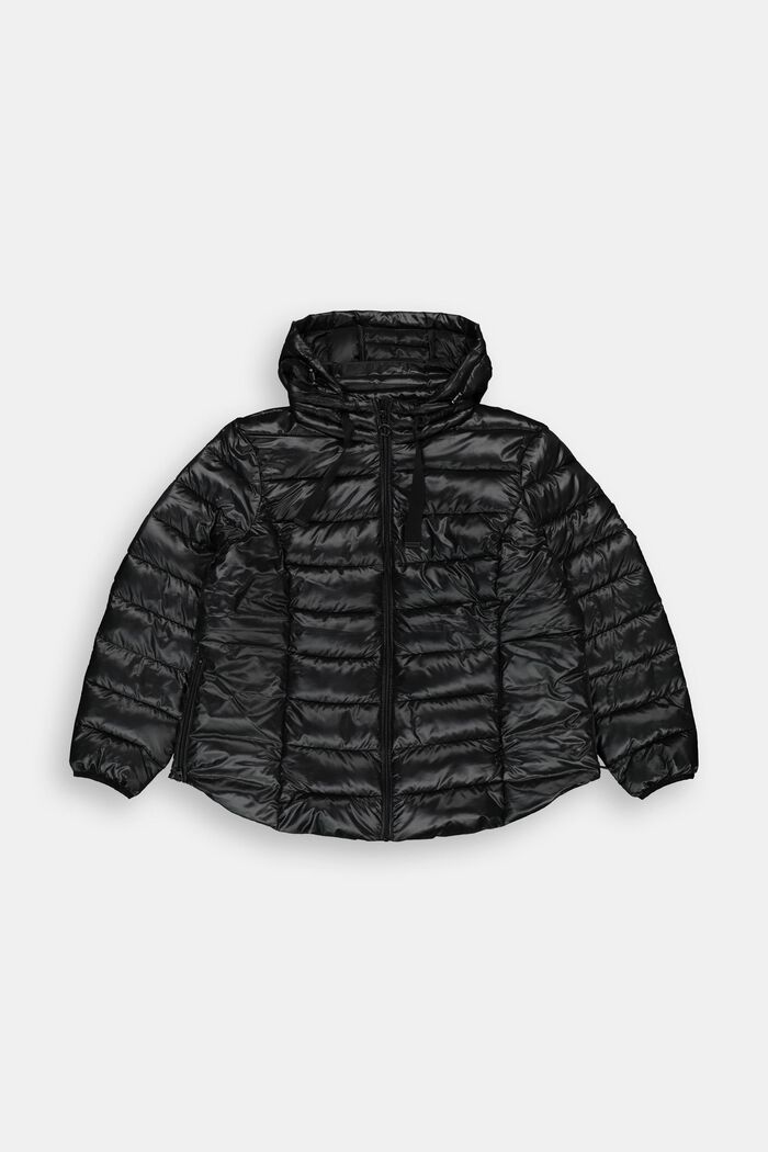CURVY Recycelt: giacca trapuntata leggera con cappuccio, BLACK, detail image number 0