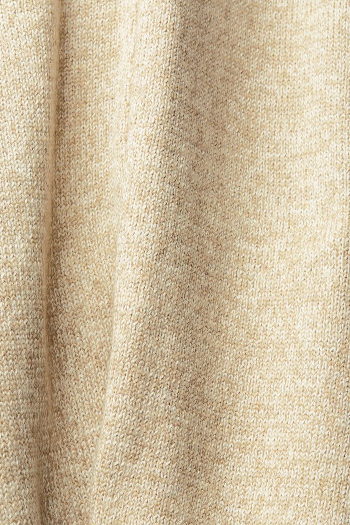 Pullover in maglia bicolore con scollo a V, KHAKI BEIGE, detail image number 5