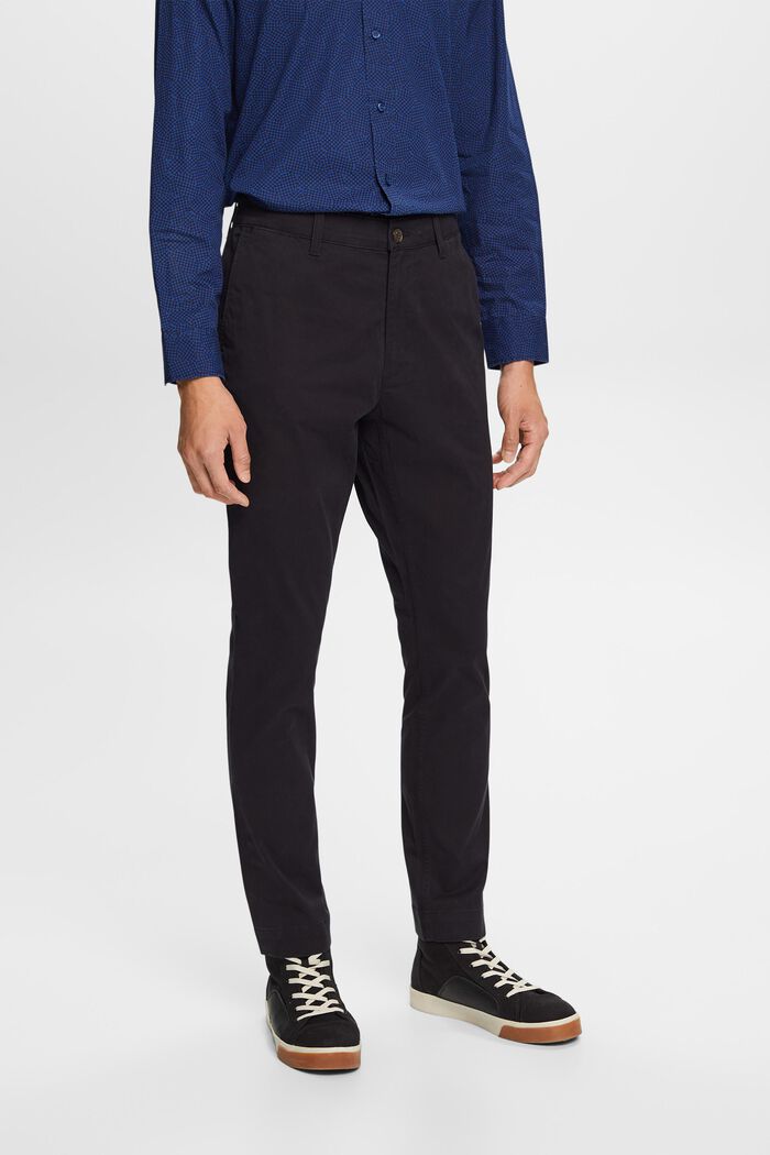 Chino slim fit in twill di cotone, BLACK, detail image number 0