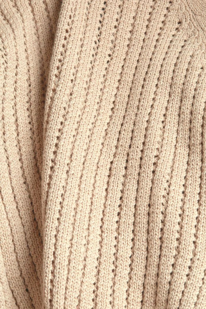 Cardigan con maglia traforata, cotone biologico, SAND, detail image number 1
