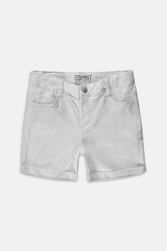 In materiale riciclato: shorts in denim con cintura regolabile, WHITE, overview