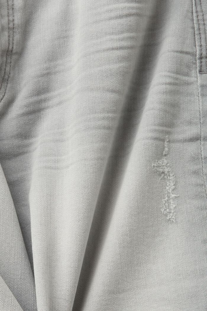 Shorts in denim di cotone biologico, GREY MEDIUM WASHED, detail image number 5
