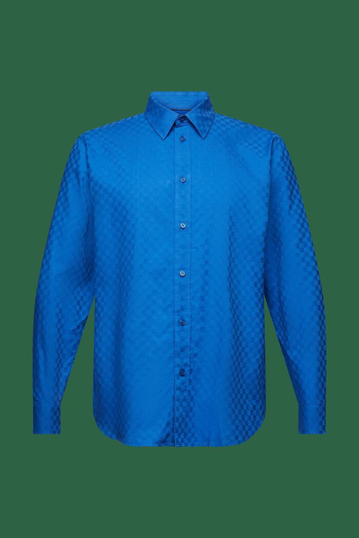 Camicia in cotone jacquard, BRIGHT BLUE, detail image number 8