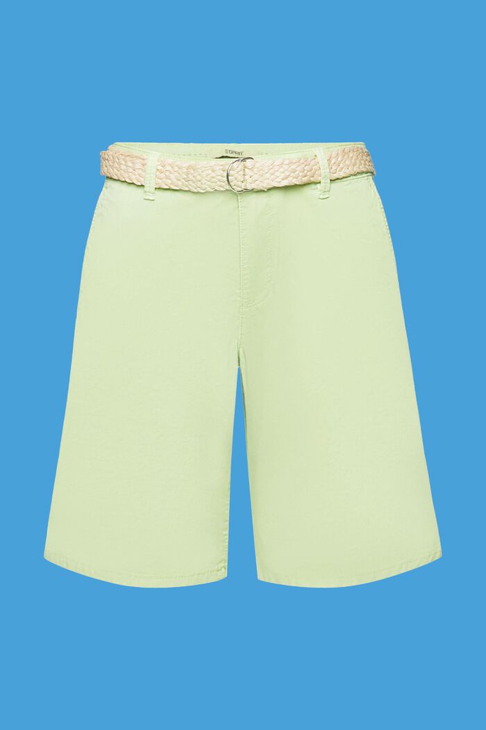 Shorts con cintura intrecciata in rafia, CITRUS GREEN, detail image number 5