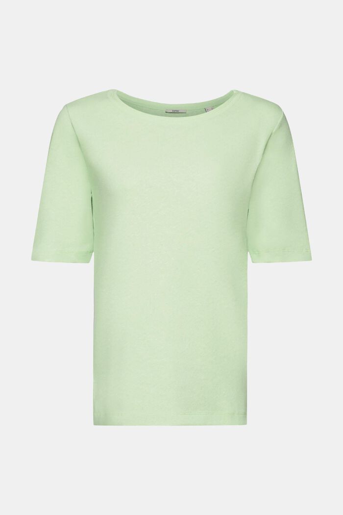 T-shirt in misto lino, CITRUS GREEN, detail image number 5